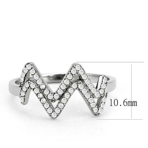 DA339 - No Plating Stainless Steel Ring with AAA Grade CZ in Clear